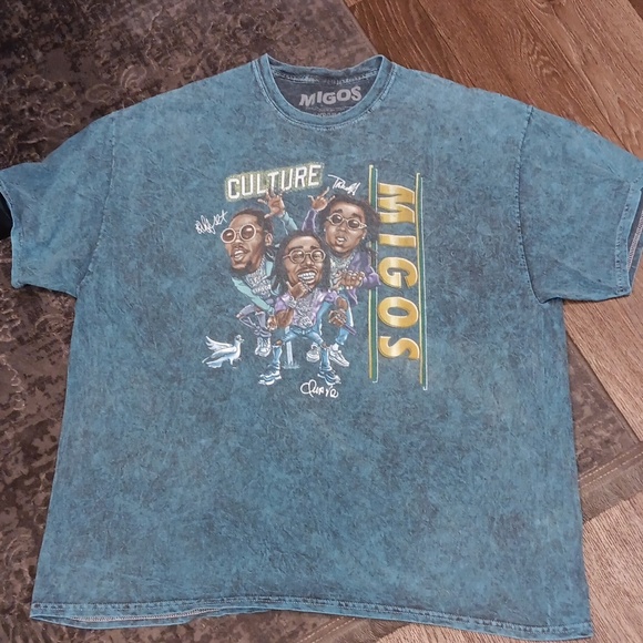 Migos Culture Caricature Men T-shirt Adult size LGreen Rap Music NWT